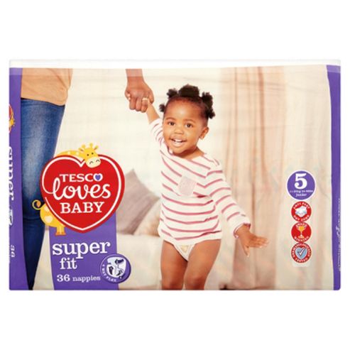 Image of Tesco Loves Baby Super Fit Size 5 Junior Economy Pack - 36 Nappies