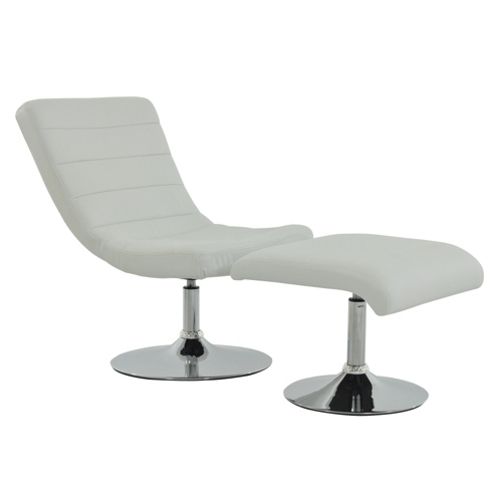 Image of Metro Gaming Swivel Chair & Footstool White
