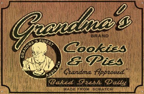 Image of Grandma's Cookies And Pies Baked Fresh Daily Tin Sign