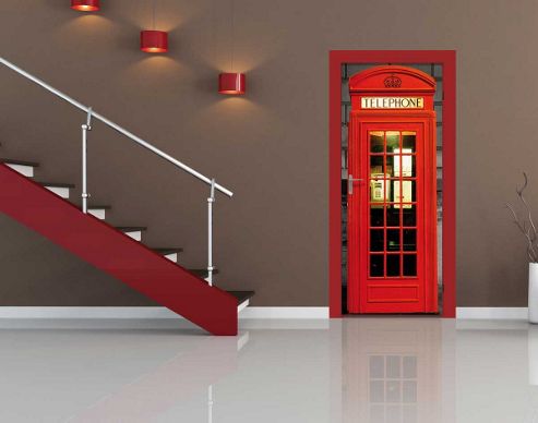 Image of 1wall British Red Phone Box Door Mural