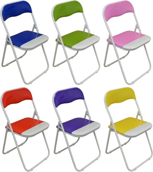 Image of 6 Padded Folding Chairs Blue, Green, Pink, Purple, Red And Yellow