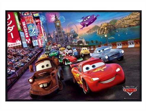 Image of Cars: The Movie Gloss Black Framed The Race Poster