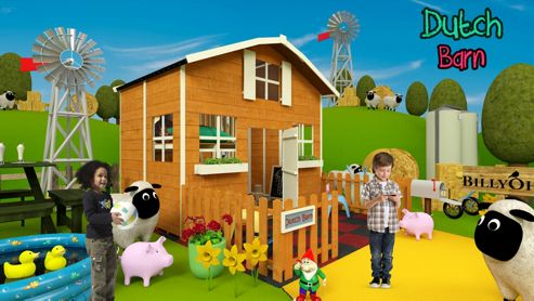 Image of Mad Dash Dutch Barn Wooden Playhouse With Internal Bunk, 6ft X 7ft