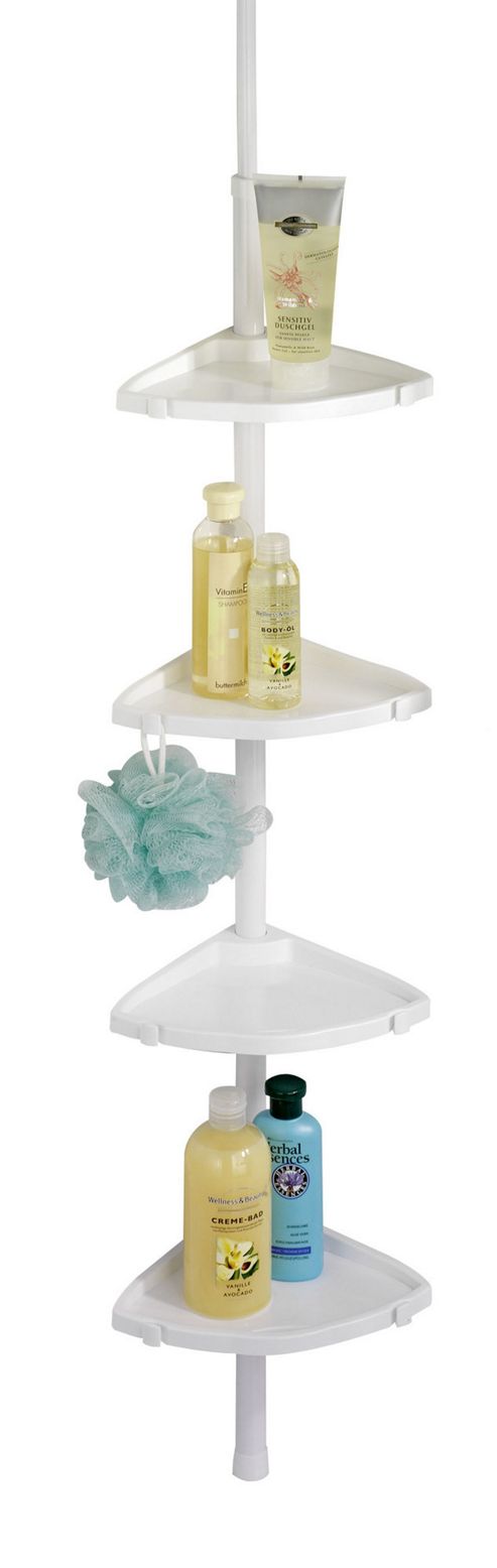 Image of Wenko Compact Alu Extendable Shower Rack - 80cm H X 22cm W X 22cm D