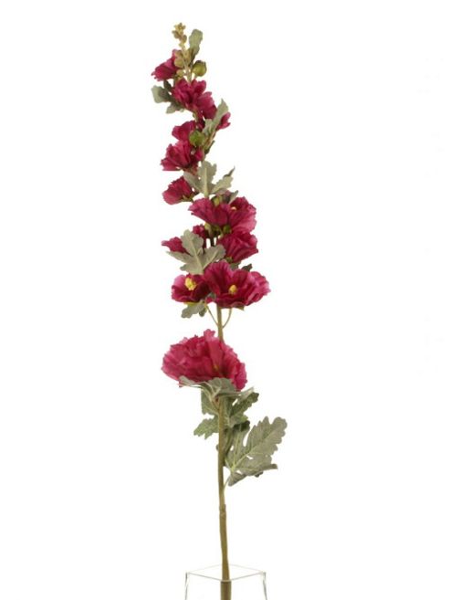 Image of Artificial 103cm Single Stem Magenta Hollyhock