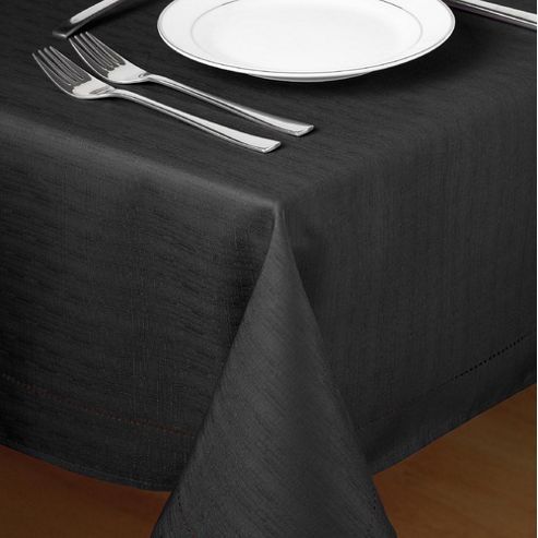 Image of Country Club Hem Stitch Tablecloth In Black