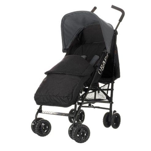 Image of Obaby Atlas Black & Grey Stroller With Black Footmuff - Grey