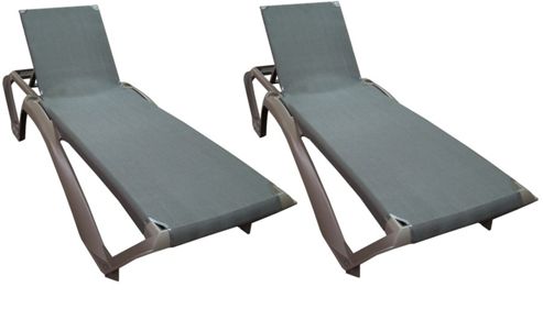 Image of Resol Marina Sun Lounger - Chocolate Brown Frame With Brown Canvas - X2 Loungers