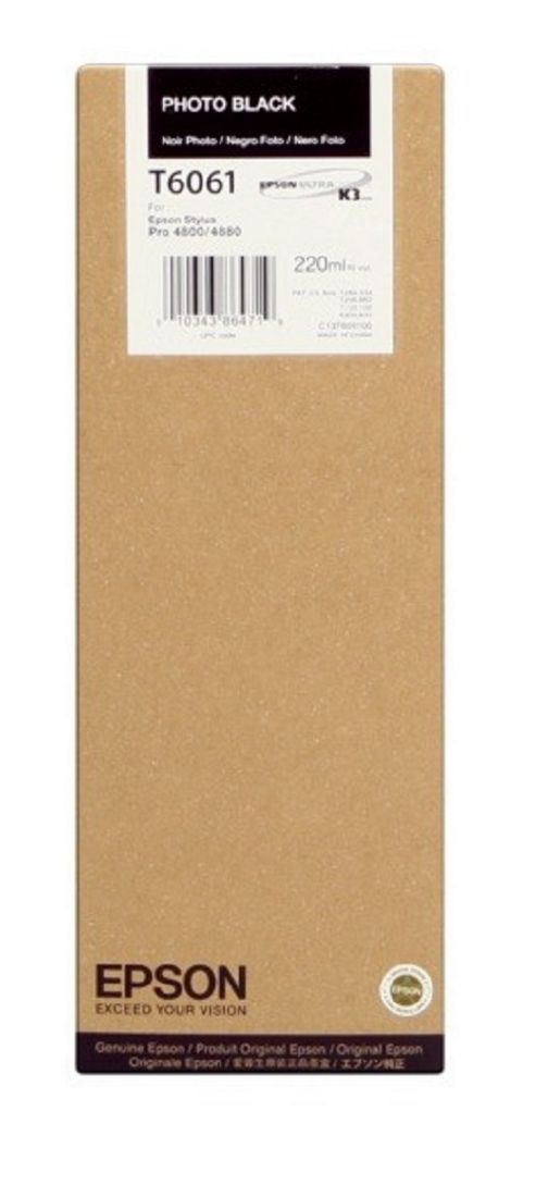 Image of Epson T6061 Ink Cartridge - 200ml (photo Black) For Epson Stylus Pro 4800/4880