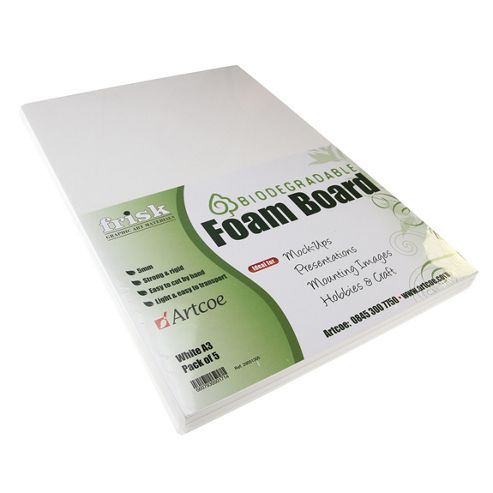 Image of Biodegradable Foam Board - 5mm - White - A3 - 5pk