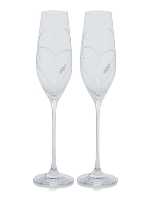 Image of S/2 Twin Heart Champagne Flutes