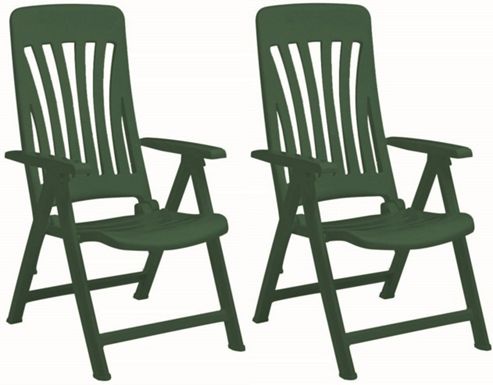 Image of Resol Blanes Folding Multi-position Garden Armchair - Green Plastic - X2