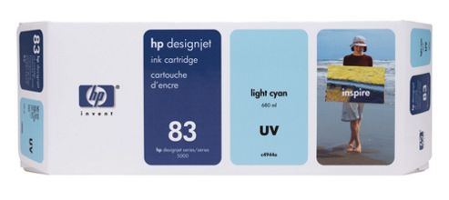 Image of Hp 83 Light Cyan Uv Ink Cartridge -cyan
