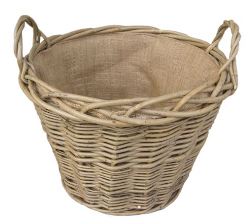 Image of Wicker Valley Lined Log Basket In Green Ash