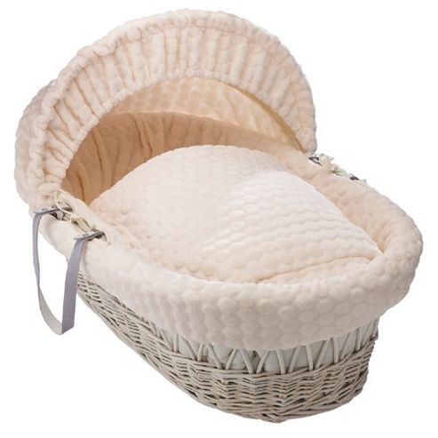 Image of Clair De Lune White Wicker Moses Basket (marshmallow Cream)