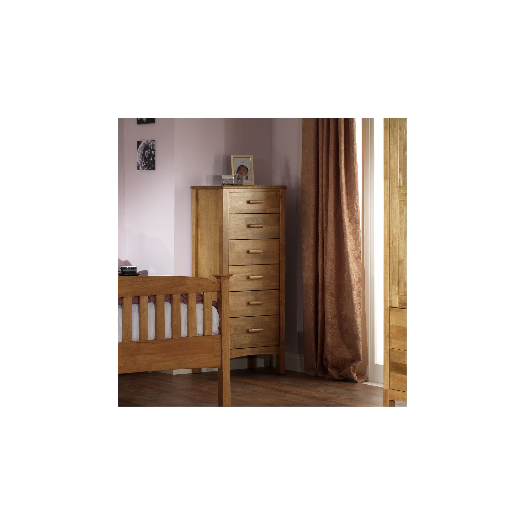 Serene Furnishings Eleanor 6 Drawer Wellington Tallboy Chest - Honey Oak at Tesco Direct