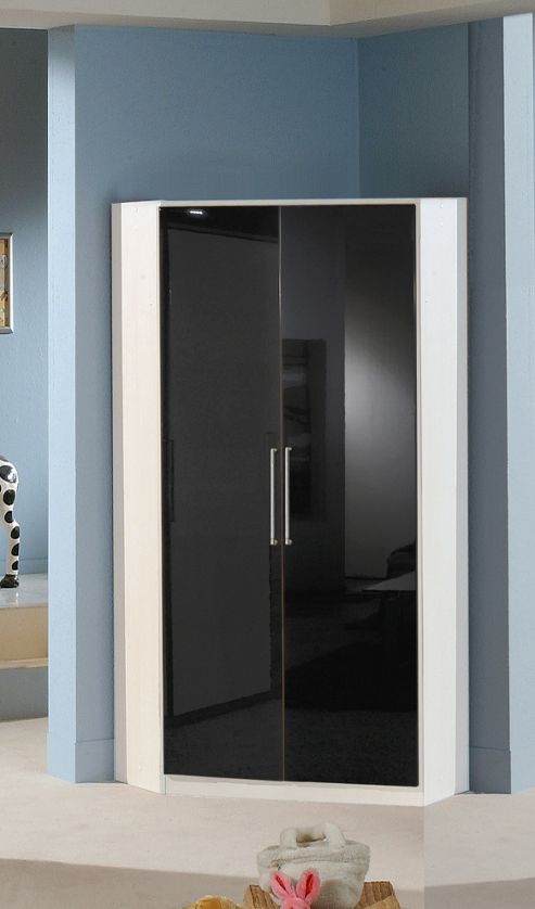 Image of Amos Mann Furniture Milano 2 Door Corner Wardrobe - Walnut - Black