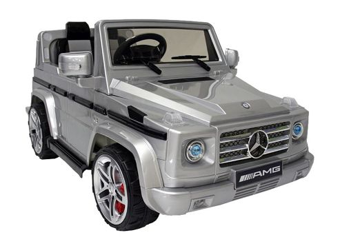 Image of Kids Electric Car Mercedes Benz G55 12 Volt Silver Gloss