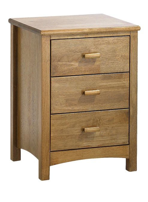 Image of Serene Furnishings Eleanor 3 Drawer Bedside Table - Honey Oak