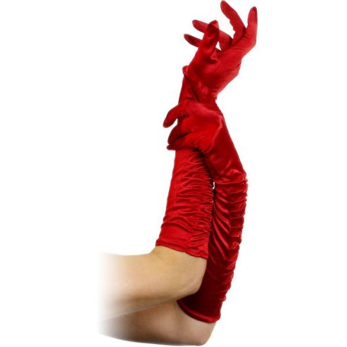 Image of Long Temptress Gloves - Red