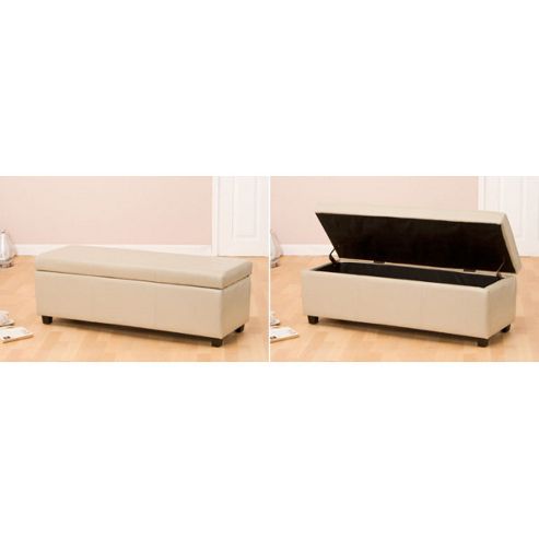 Image of Global Furniture Direct Bench Ottoman With Storage - Red Faux Leather