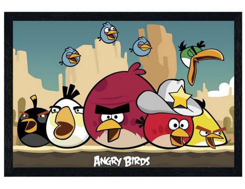 Image of Angry Birds Black Wooden Framed The Sheriff Has Arrived! Poster
