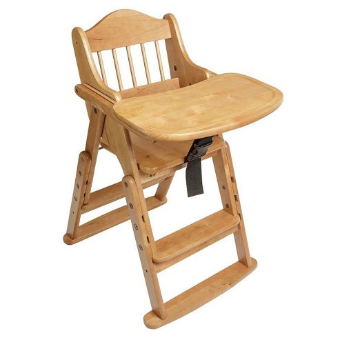 Image of Safetots Folding Wooden High Chair Natural Wood