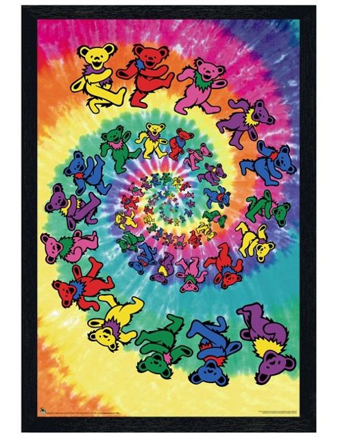 Image of Grateful Dead The Black Wooden Framed Spiral Bears Poster