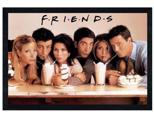 Image of Friends Black Wooden Framed Cast With Milk Shakes Poster