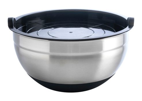 Image of Mastrad Stainless Steel 22cm Non Slip Mixing Bowl With Lid, Black