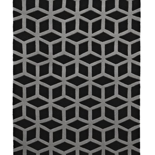 Image of Think Rugs Hong Kong Black/grey Tufted Rug - 120 Cm X 170 Cm (3 Ft 9 In X 5 Ft 7 In)