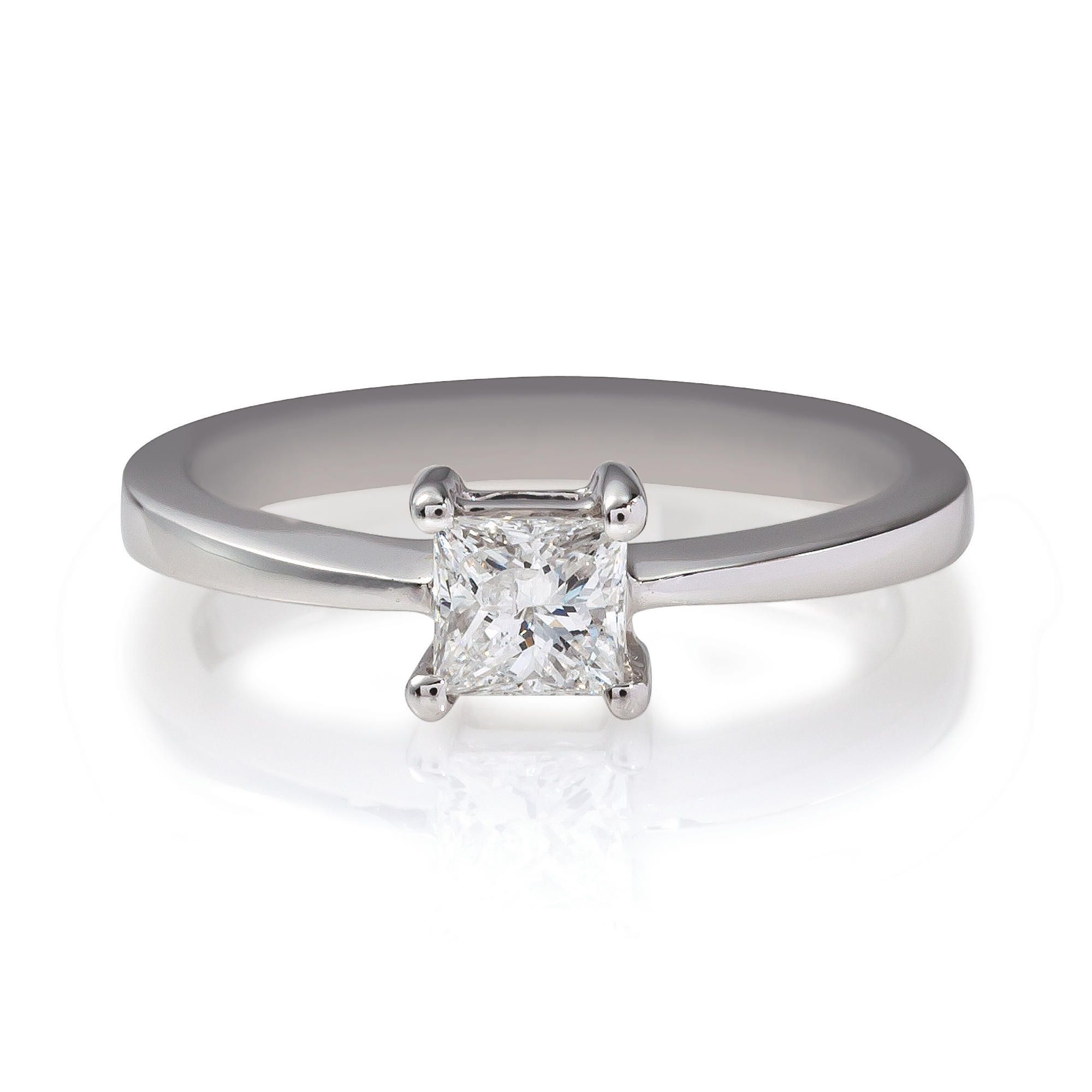 18ct White Gold 1/2ct Diamond Princess Cut Ring, N at Tesco Direct