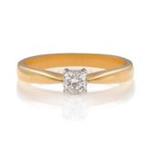 18ct Gold 25Pt Diamond Solitaire Ring, P