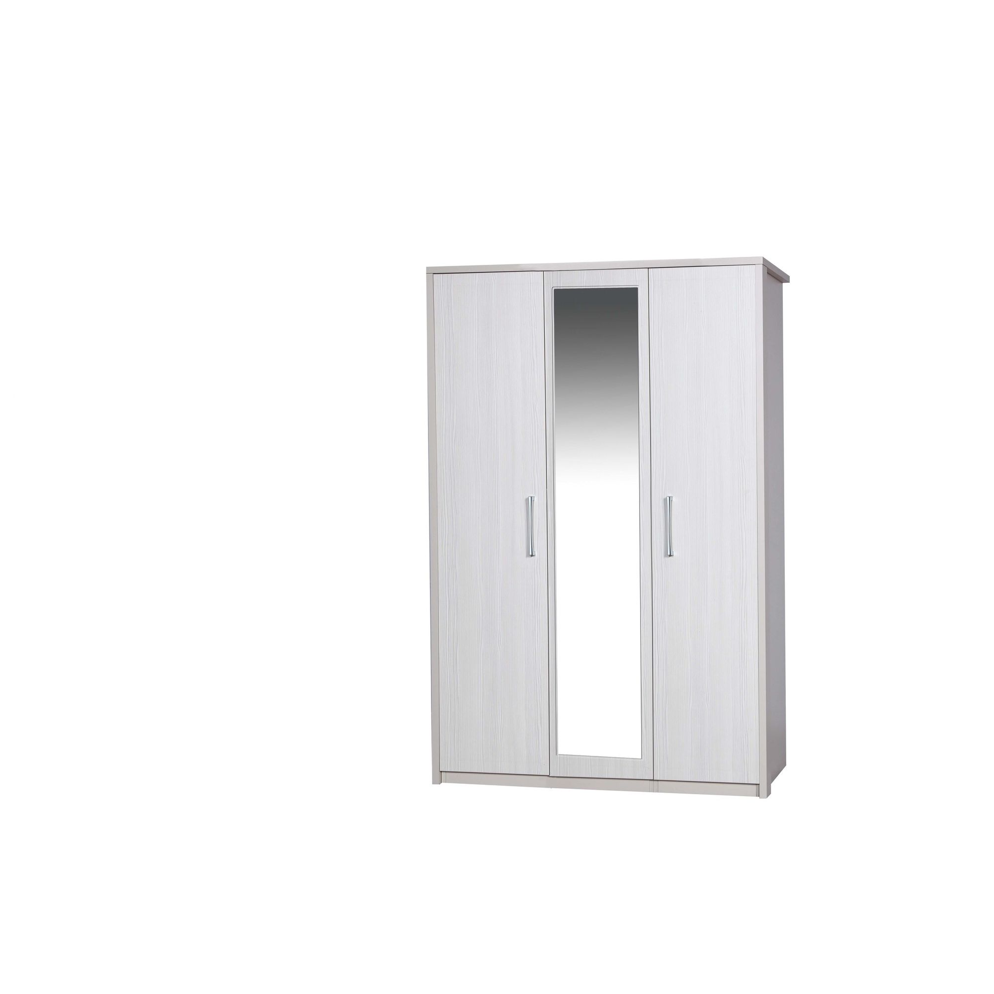 Alto Furniture Avola 3 Door Wardrobe with Mirror - Cream Carcass With White Avola at Tesco Direct