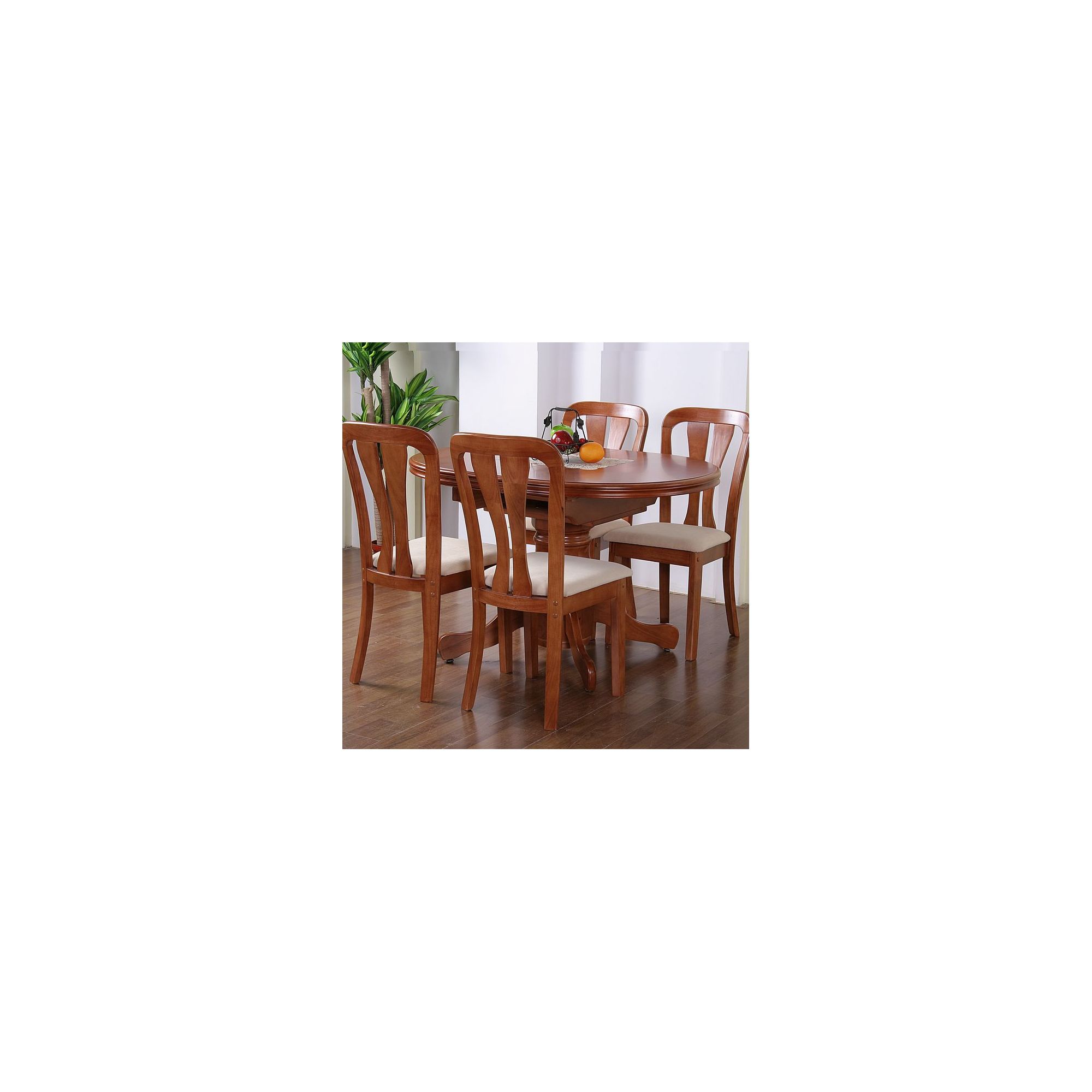 G&P Furniture Windsor House 5-Piece Stratford Oval Flip Top Extending Dining Set with Slatted Back Chair - Cherry at Tescos Direct