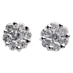 9ct White Gold 1/4ct Diamond Invisible Set Earrings