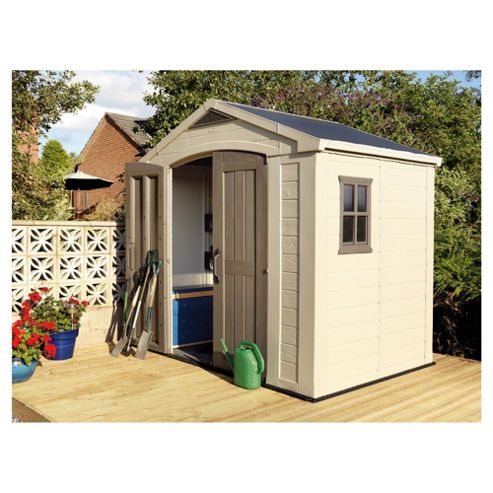 shed plastic garden keter apex cream tesco sheds outdoor range