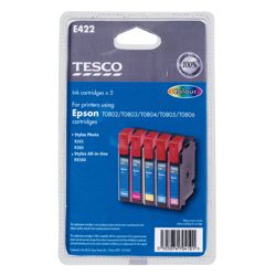 Tesco E422 Colour Printer Ink Cartridge Multipack (Compatible with printers using Epson T0802/T0803/T0804/T0805/T0806 Cartridges/ T0807 multipack )