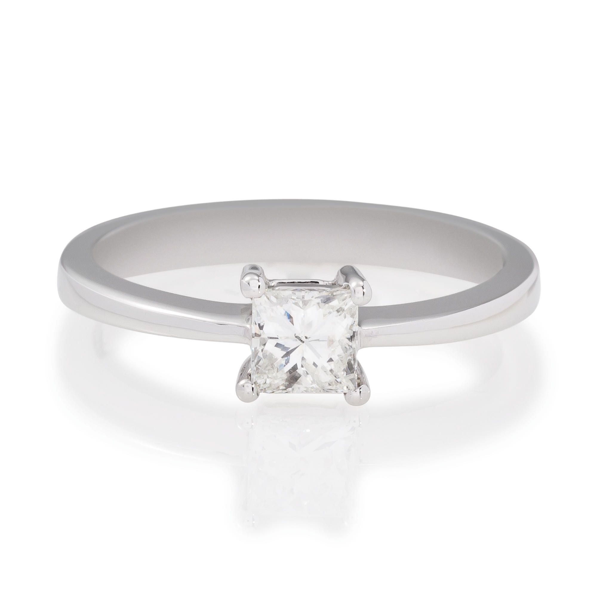 18ct White Gold 50Pt Princess Cut Diamond Ring, P at Tesco Direct