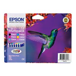 Epson T0807 Multi Colour Printer Ink Cartridge Multipack (Contains T0801, T0802, T0803, T0804, T0805, T0806 cartridges)