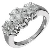 9ct White Gold 1ct Diamond Invisible Set Ring, L