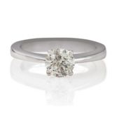 18ct White Gold 1ct Diamond Solitaire Ring, N