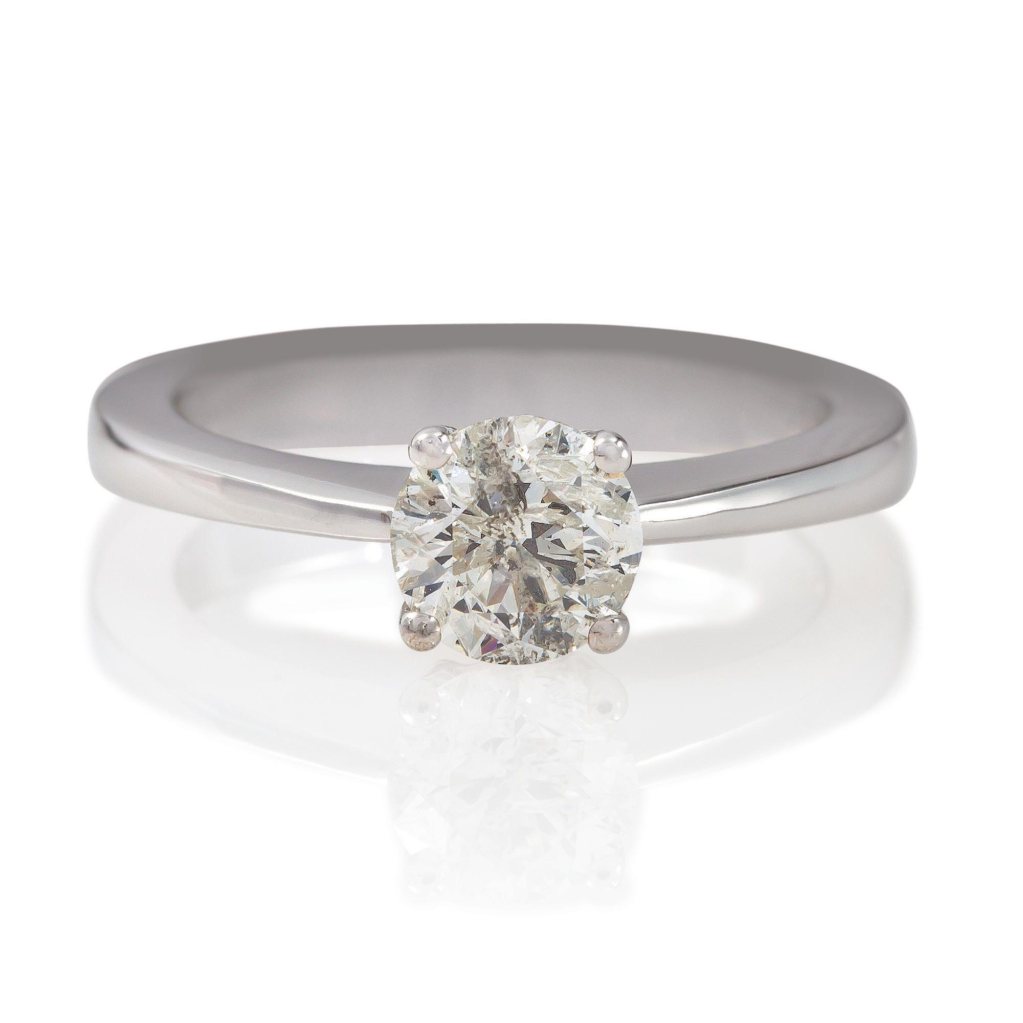 18ct White Gold 1ct Diamond Solitaire Ring, N at Tesco Direct