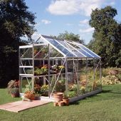 Halls 8x6 Popular Aluminium Greenhouse + Base - Horticultural Glass