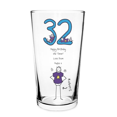 Image of Personalised Purple Ronnie Age Middle Male Pilsner Glass