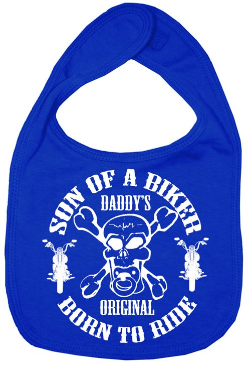 Image of Dirty Fingers Son Of A Biker Daddy's Original Born To Ride Bib R. Blue
