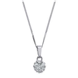 9ct White Gold 1/4ct Diamond Invisible Set Pendant