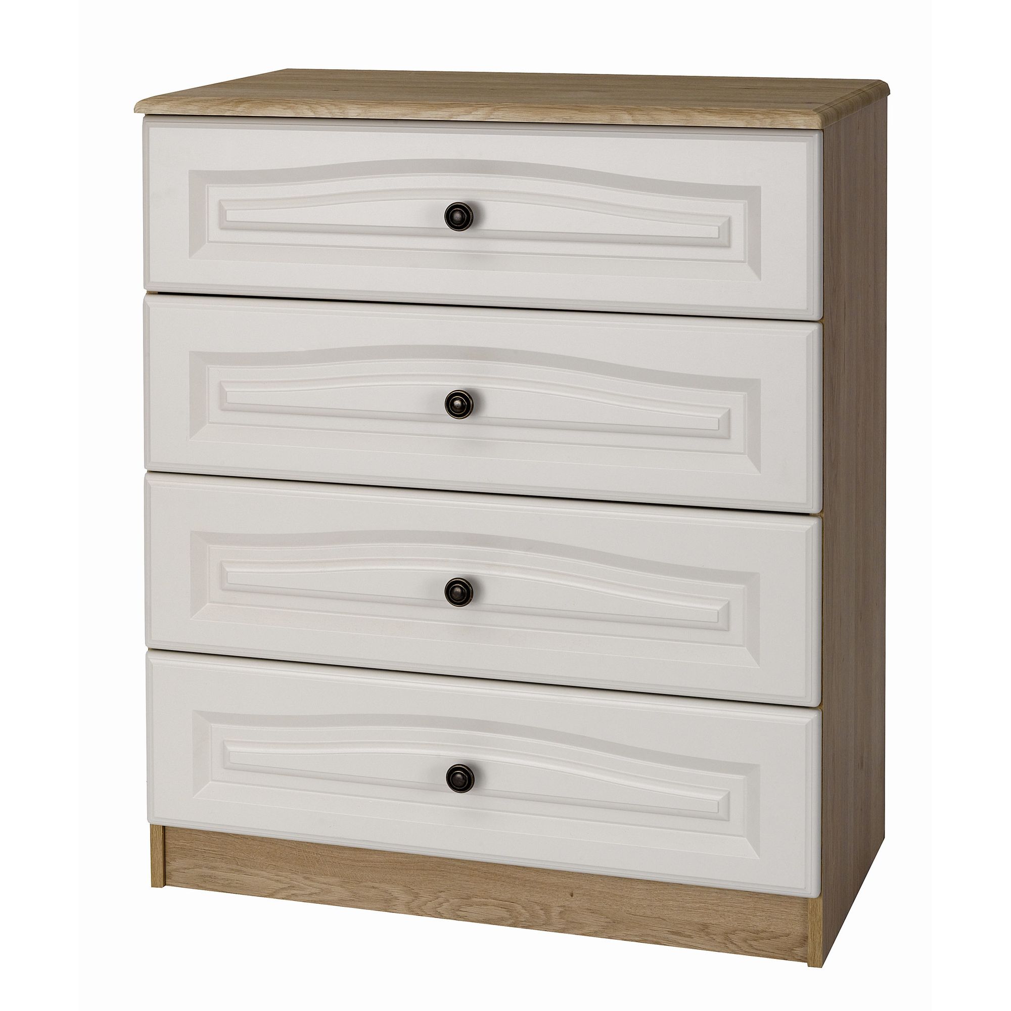 Alto Furniture Visualise Bordeaux Four Drawer Chest in Oak with Light Front at Tesco Direct