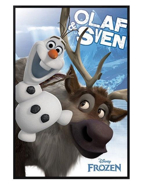 Image of Gloss Black Framed Disney's Frozen Olaf & Sven Poster