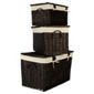 Wicker Lidded Baskets, Chocolate Brown 3 Pack